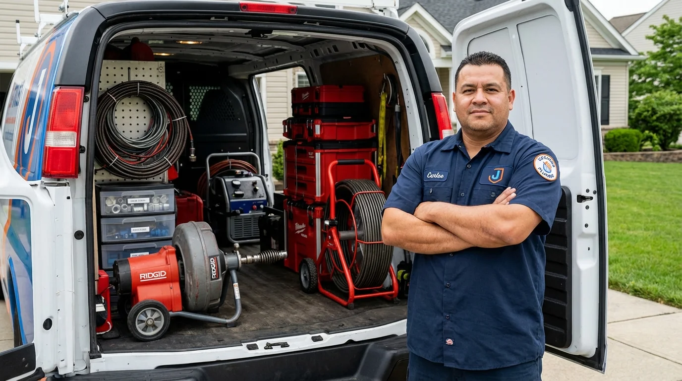 Professional drain cleaning equipment and Johns Plumbing LLC plumber in Baird