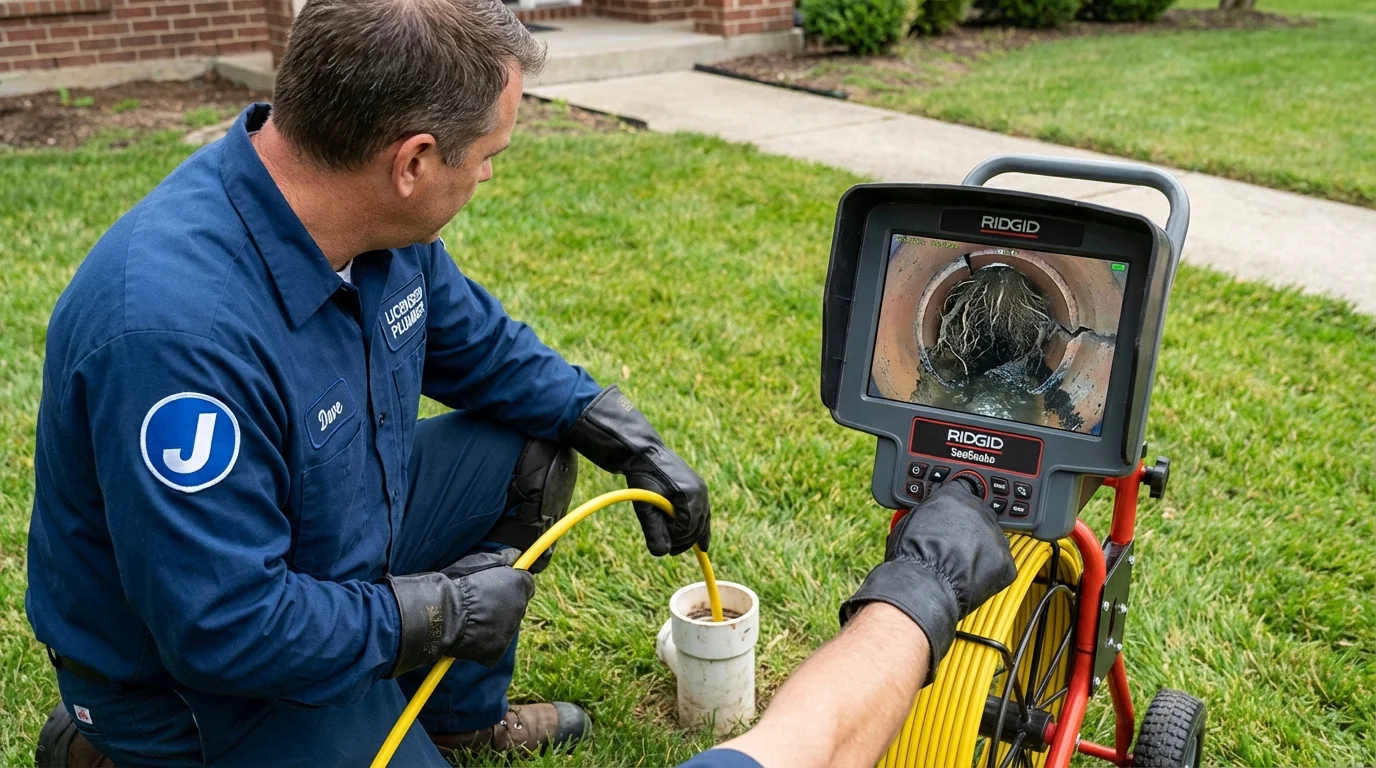 Sewer camera inspection being performed by Johns Plumbing LLC in Baird